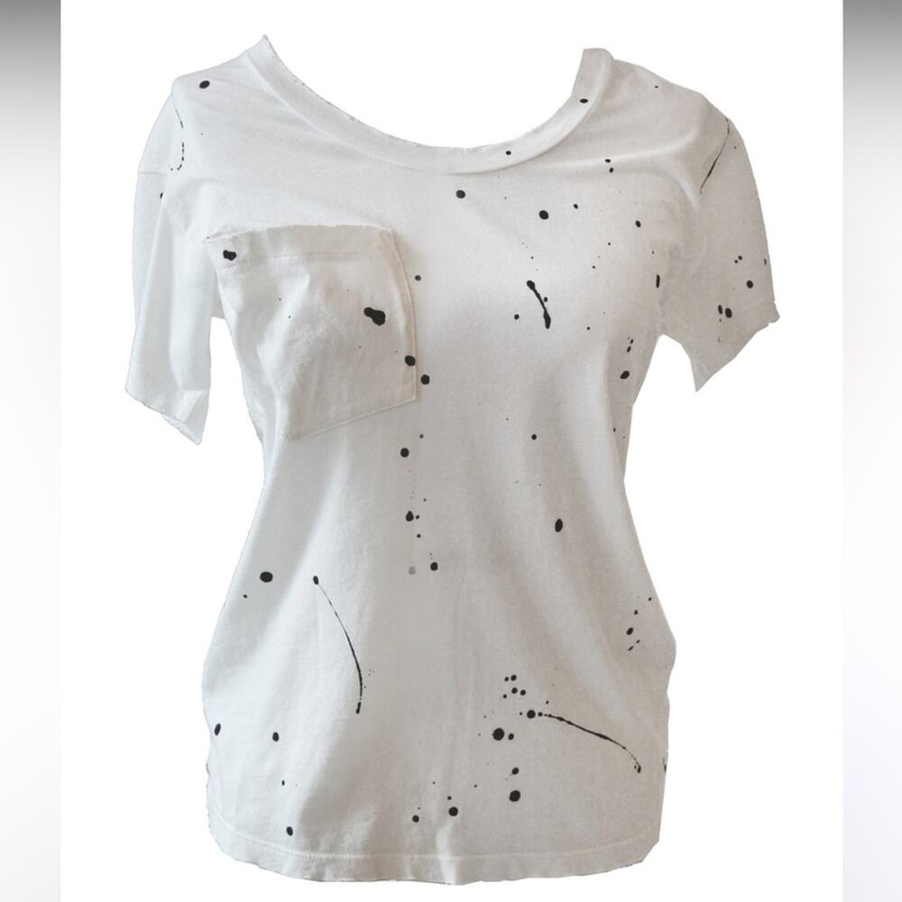 Kain Alana Classic One Pocket Tee- Distressed & Splattered size Large